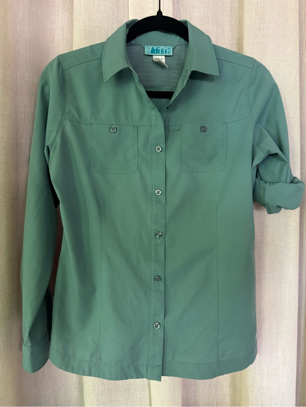 REI Girls Sahara Button Up Blue Sun Shirt Size 14-16